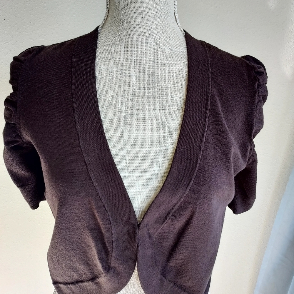 (INC) INTERNATIONAL CONCEPT, BROWN SHURG SNAP CLOSURE SWEATER